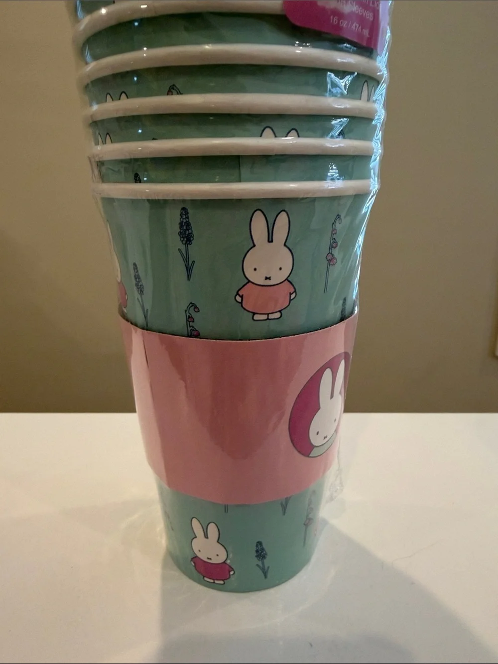 New MIFFY Teal Disposable Hot Cup Set - 10 (16oz) cups with Lids & Sleeves